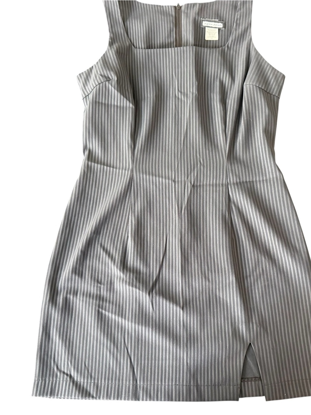 Theory Sleeveless Pinstripe Mini Dress in Light Gray